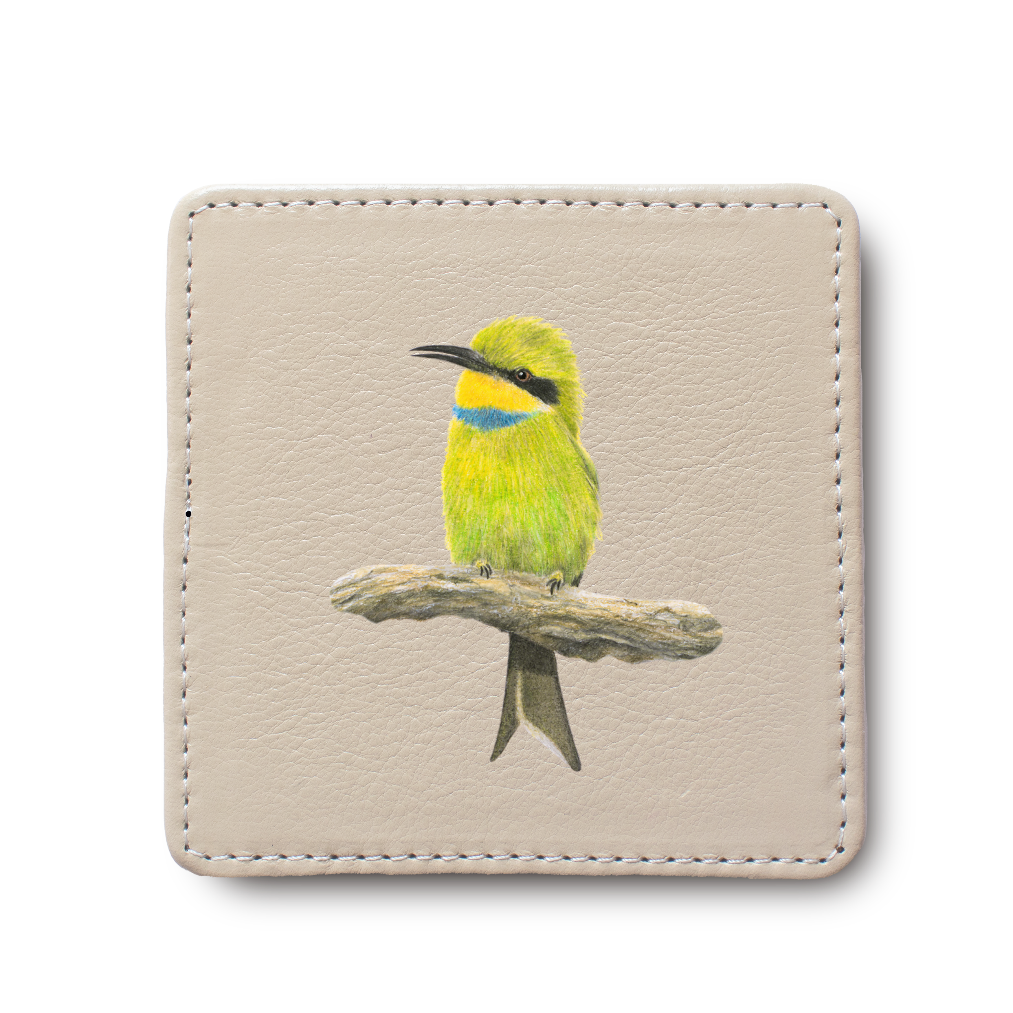 Swallow Tailed Bee Eater Bird leather coaster by South African wildlife artist Matthew Bell