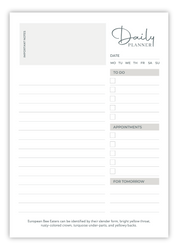 Birds of South Africa Daily planner by South African wildlife artist Matthew Bell - Inside Page