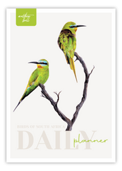 Birds of South Africa Daily planner by South African wildlife artist Matthew Bell - Blue cheeked Bee Eaters