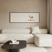 Framed springbok canvas print combining iconic South African wildlife artwork with a refined contemporary frame.