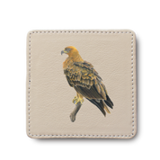 Tawny Eagle Bird leather coaster by South African wildlife artist Matthew Bell