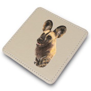 African Wild Dog Leather Coaster