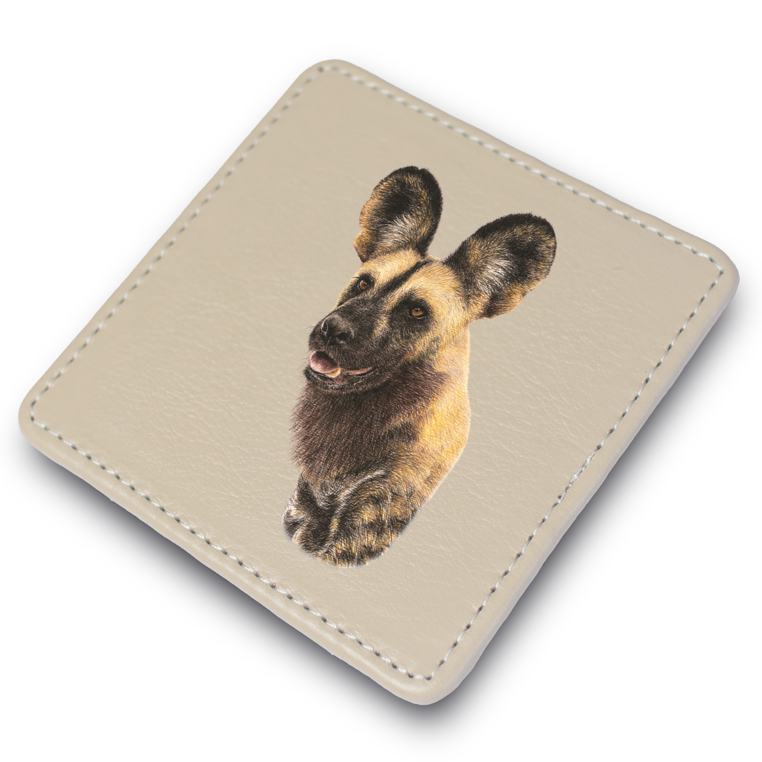 African Wild Dog Leather Coaster