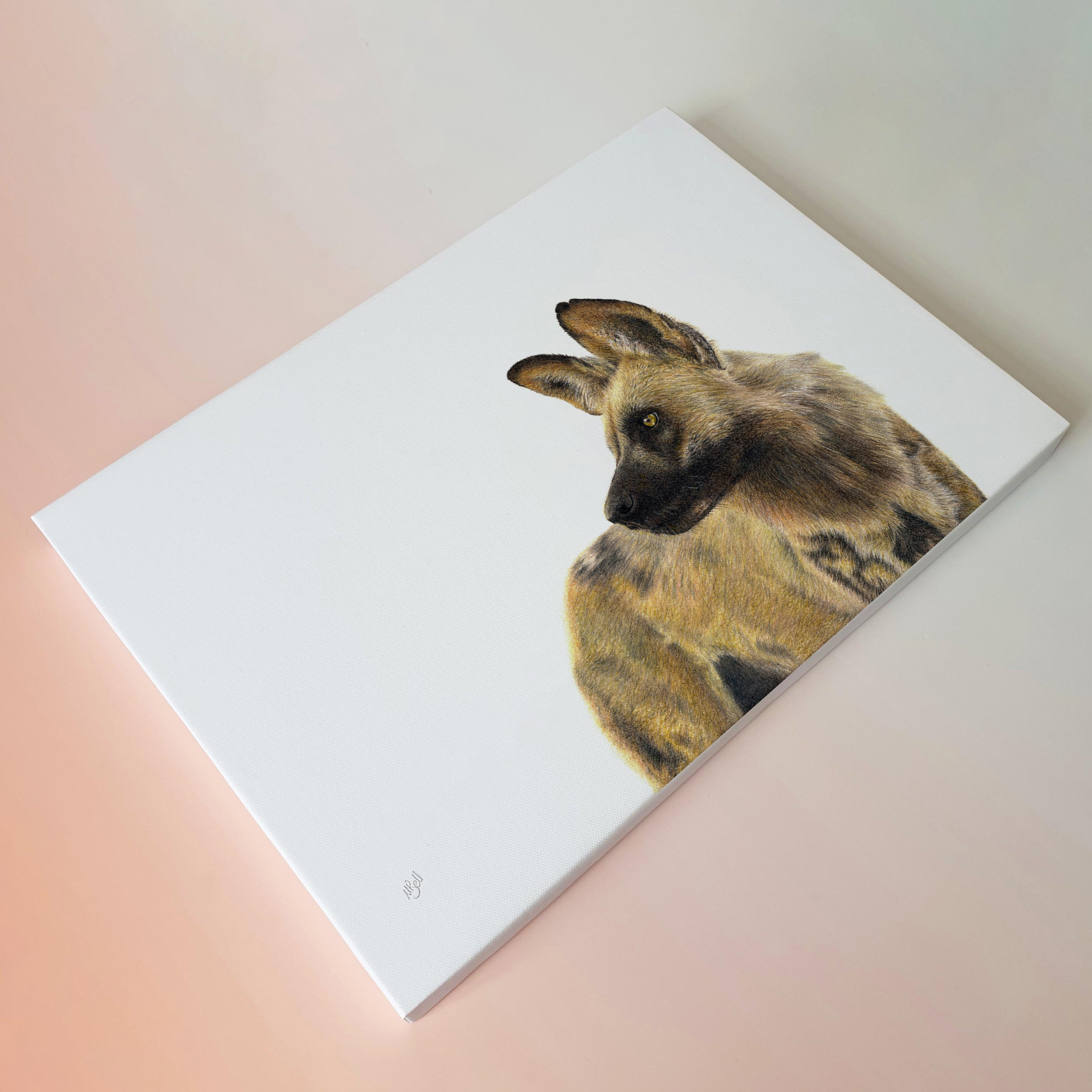 African Wild Dog portrait artwork on canvas