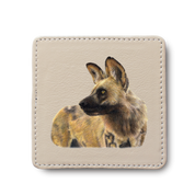 African Wild Dog leather coaster by South African wildlife artist Matthew Bell