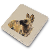African Wild Dog Leather Coaster
