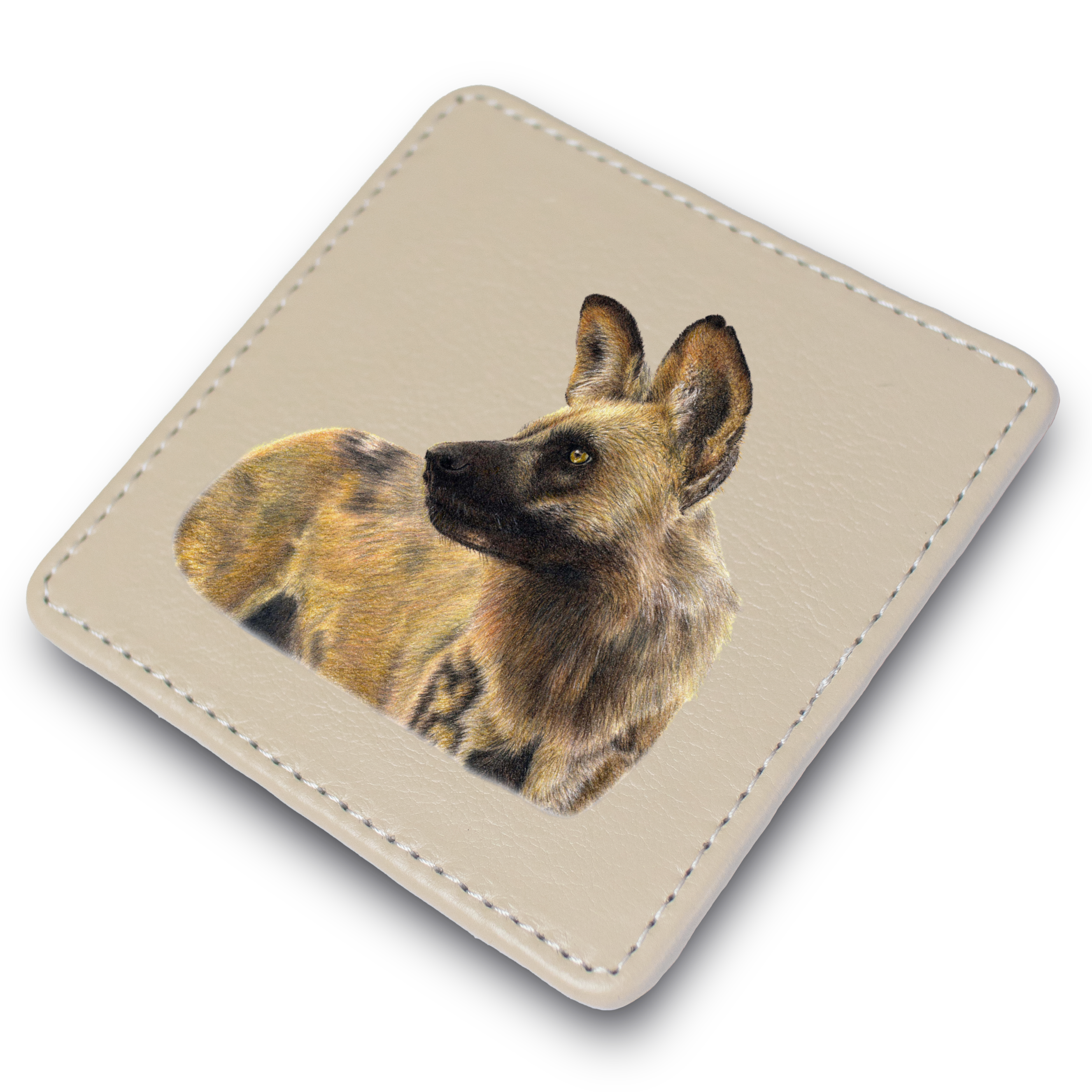 African Wild Dog Leather Coaster
