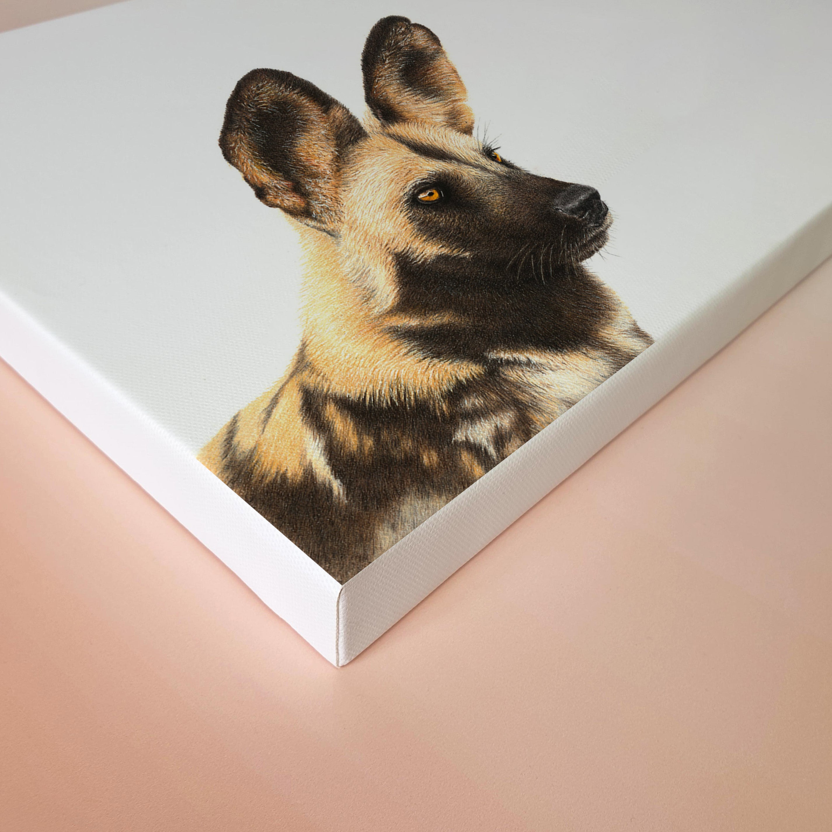 African Wild Dog portrait on canvas artwork by Matthew Bell