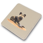 African Wild Dog Leather Coaster