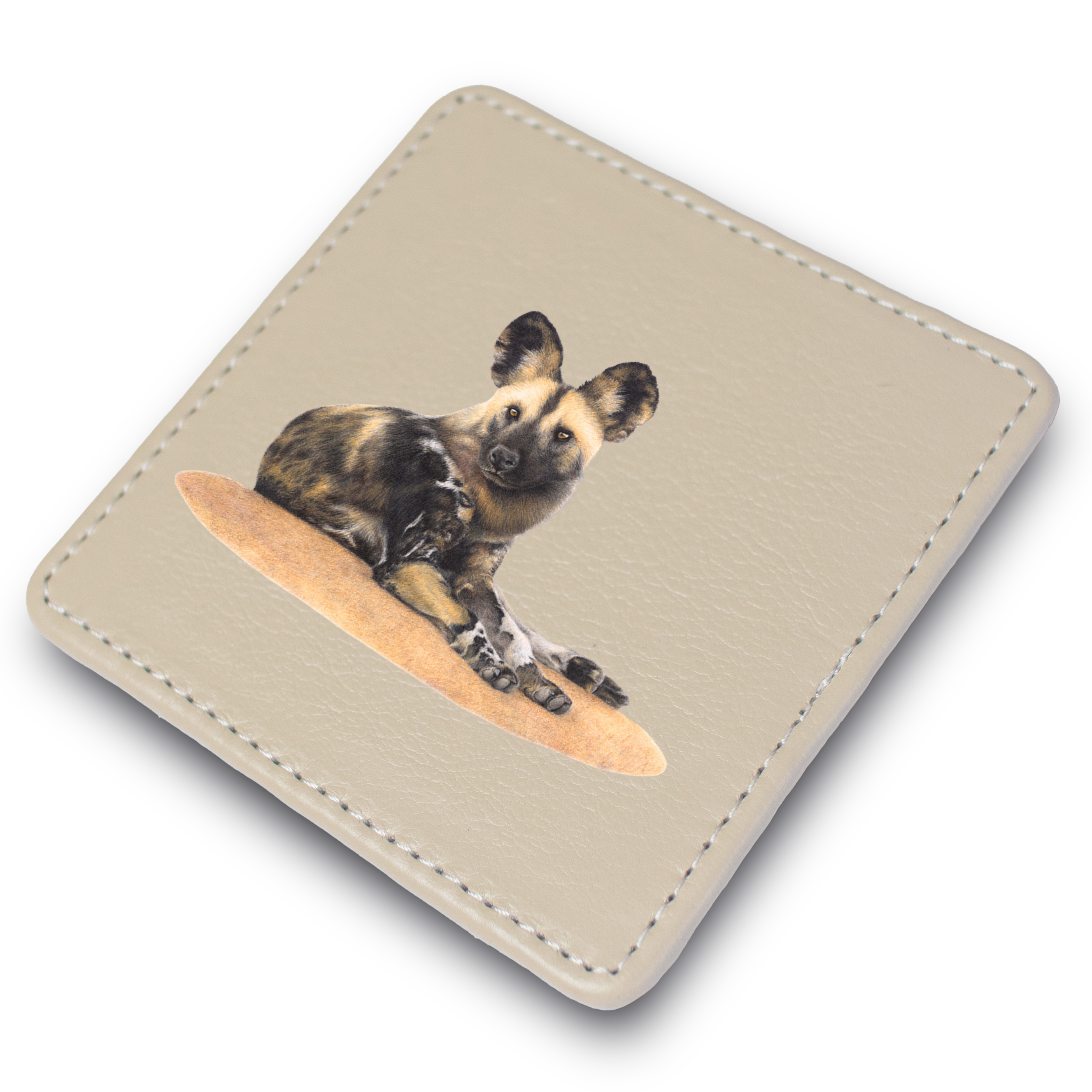 African Wild Dog Leather Coaster