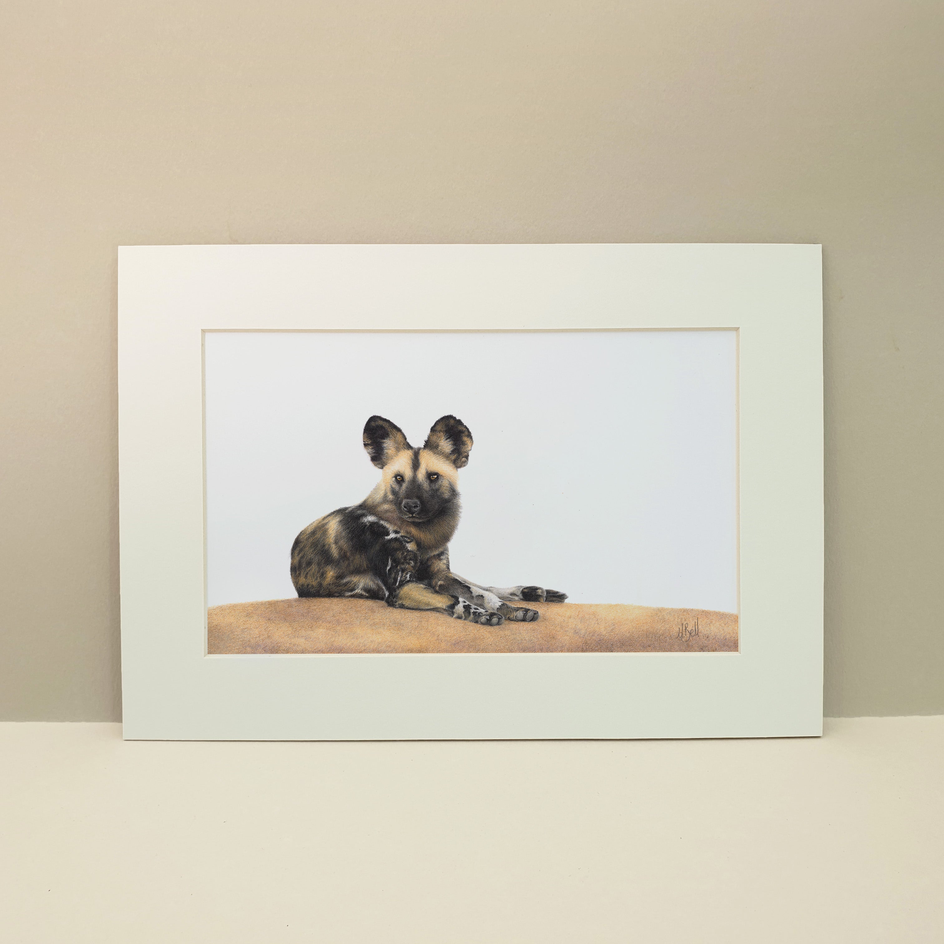 African wild dog artwork print of a wild dog in Kenya, Masaai Mara