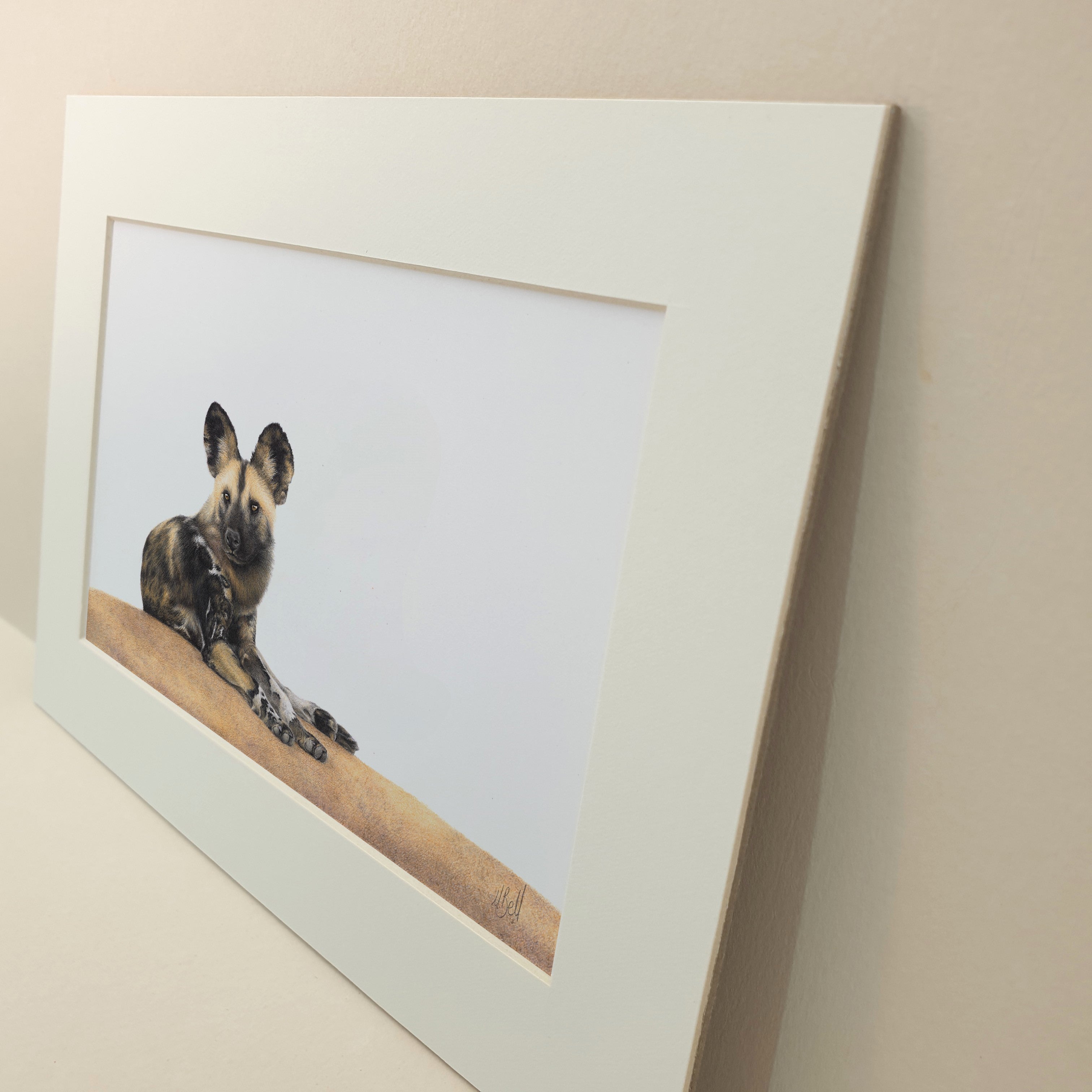 African wild dog artwork print of a wild dog in Kenya, Masaai Mara