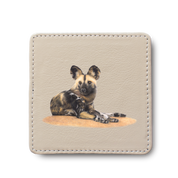 African Wild Dog Leather Coaster