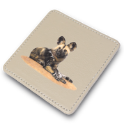 African Wild Dog Leather Coaster