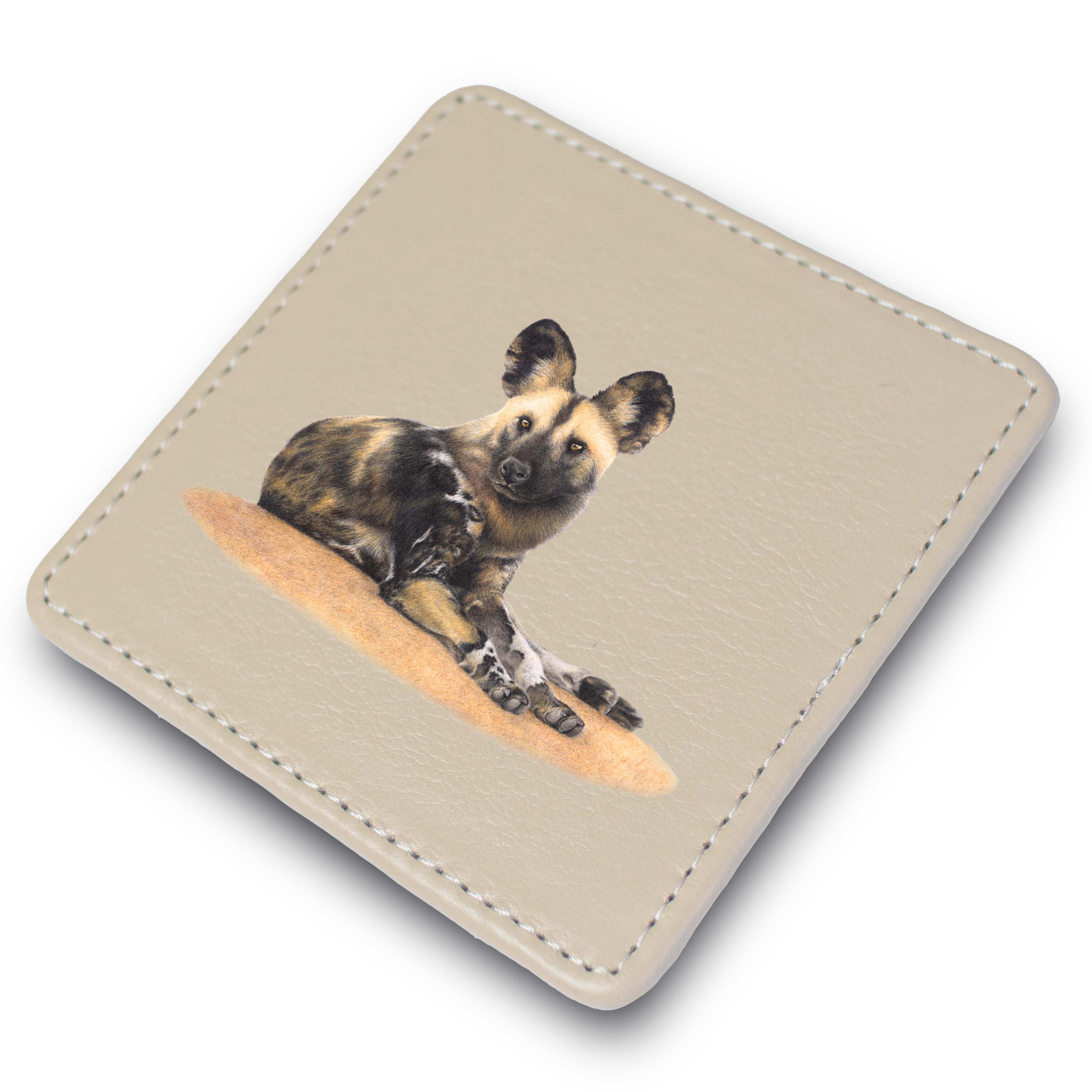 African Wild Dog Leather Coaster