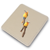 White Fronted Bee Eaters Leather Coaster