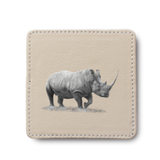 White Rhino leather coaster by South African wildlife artist Matthew Bell