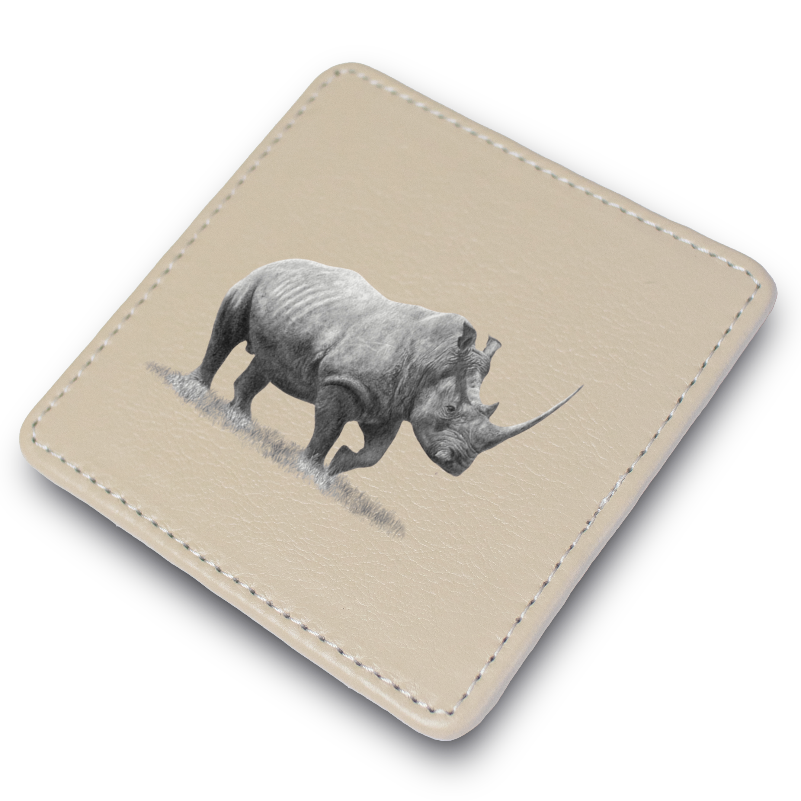 White Rhino Leather Coaster