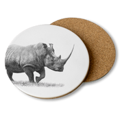 African White Rhino Wooden Coaster - WR2