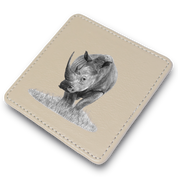 White Rhino Leather Coaster