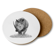African White Rhino Wooden Coaster - WR3
