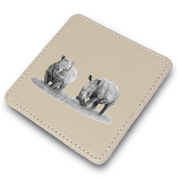 White Rhino Leather Coaster
