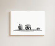 White Rhino Family drawing on canvas by South African wildlife artist Matthew Bell