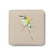 White Throated Bee Eaters Bird leather coaster by South African wildlife artist Matthew Bell