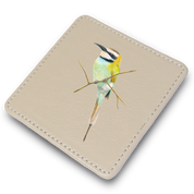 White Throated Bee Eaters Leather Coaster