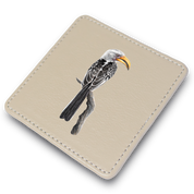 Yellow Billed Hornbill Leather Coaster
