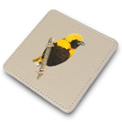 Yellow Crowned Bishop Leather Coaster