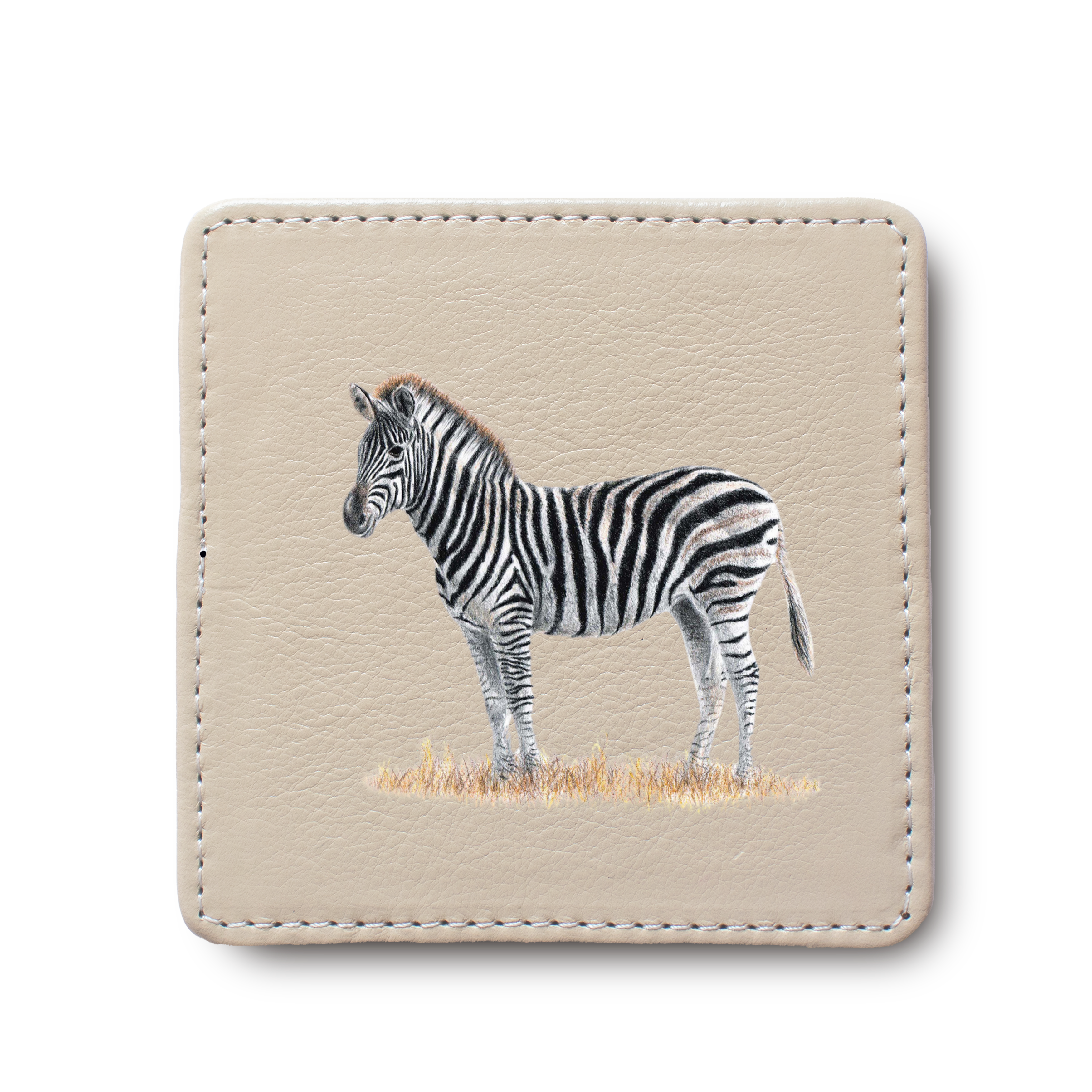 Zebra leather coaster by South African wildlife artist Matthew Bell