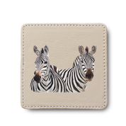 Zebra animal leather coaster by South African wildlife artist Matthew Bell