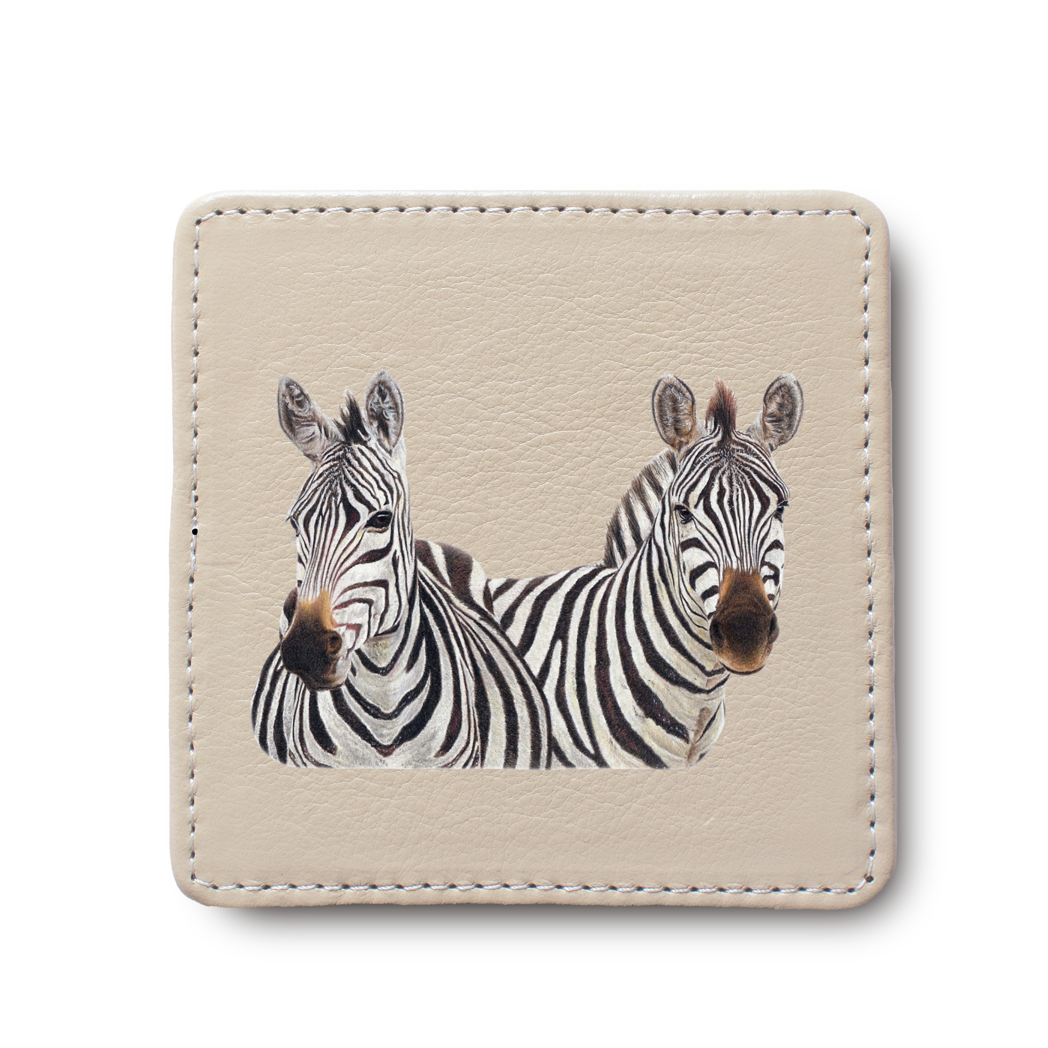 Zebra animal leather coaster by South African wildlife artist Matthew Bell