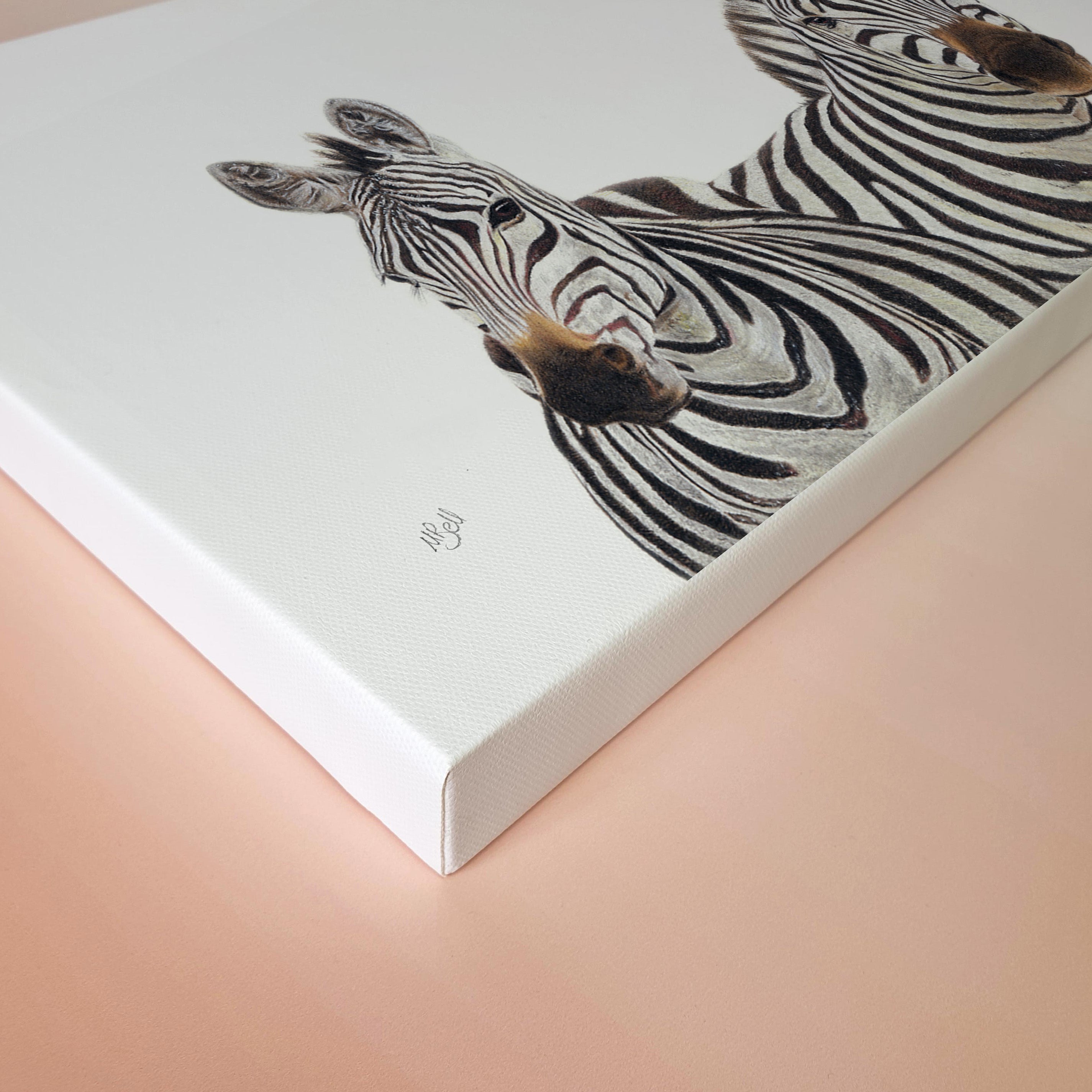 Pair of Zebras wildlife nature artwork on canvas