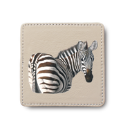 Zebra leather coaster by South African wildlife artist Matthew Bell
