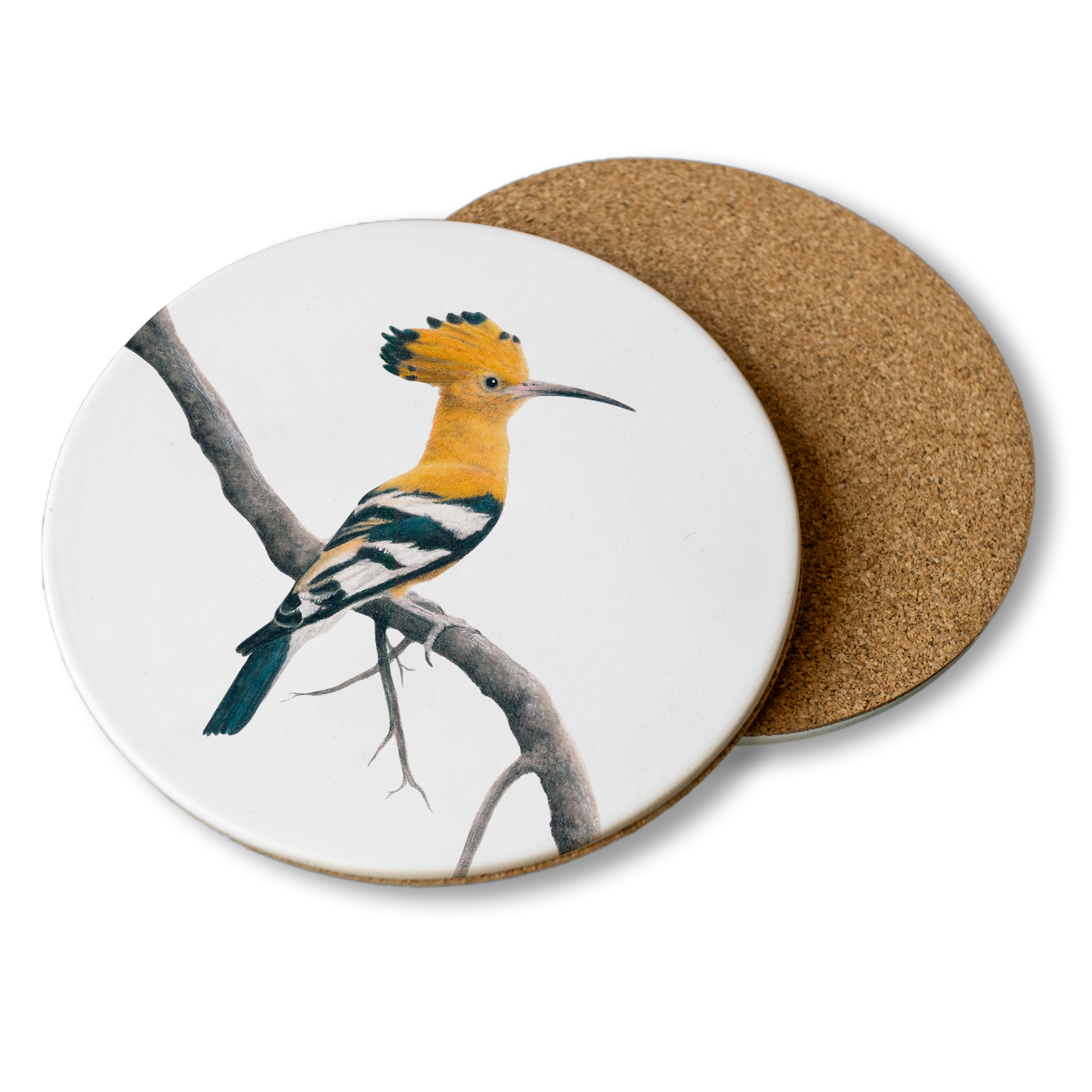 Wooden coasters with artwork of the African Hoopoe by wildlife artist Matthew Bell