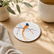 Beautiful wooden coaster with an African Paradise Flycatcher drawing by Matthew Bell