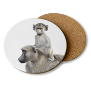 Baboon Mother and Baby Wooden Coaster - BAB