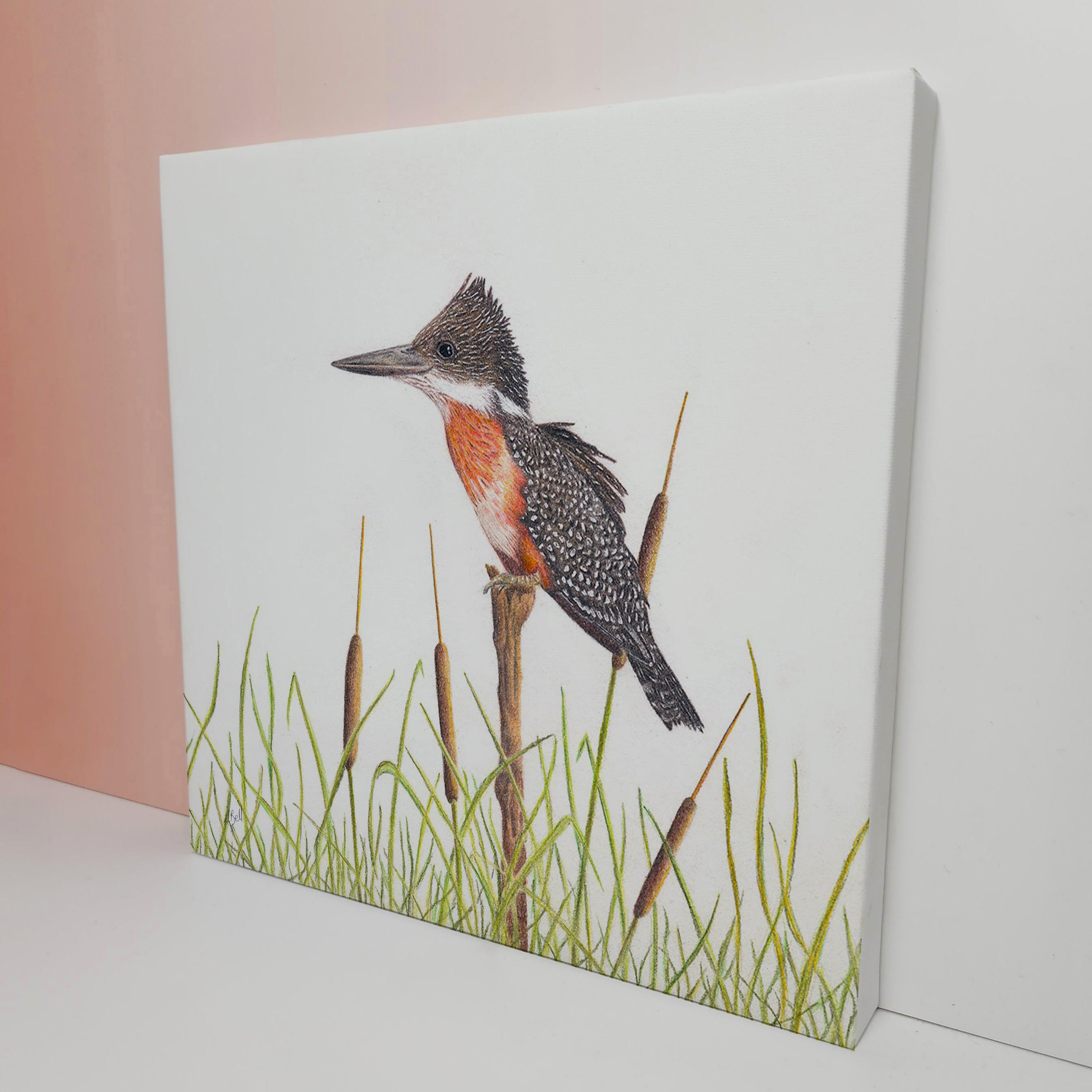 Giant Kingfisher bird artwork on canvas