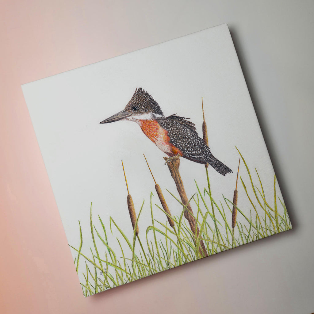 Giant Kingfisher bird artwork on canvas