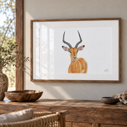 Impala print with a kiaat frame in a bush interior