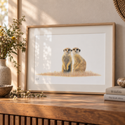 Meerkat pencil drawing with a ash frame by South African Wildlife artist Matthew Bell