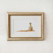 Artwork of mother and baby meerkat in the Kgalagadi Transfrontier park, Botswana, by wildlife artist Matthew Bell