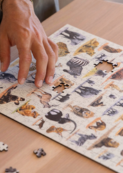 Matthew's South African Wildlife wooden puzzle is a tribute to the abundant variety of animals found in South Africa. It is the sequel to his first puzzle - Birds of South Africa, and features 62 of his original pencil drawings, beautifully arranged to create this luxury wooden puzzle.

Available in A2 size (1000pcs) and A1 size (2000pcs)
Made from 3mm thick wood
62 different animal drawings
Supplied with an A4 reference image
Beautifully made and packaged by MasterPiece Puzzles