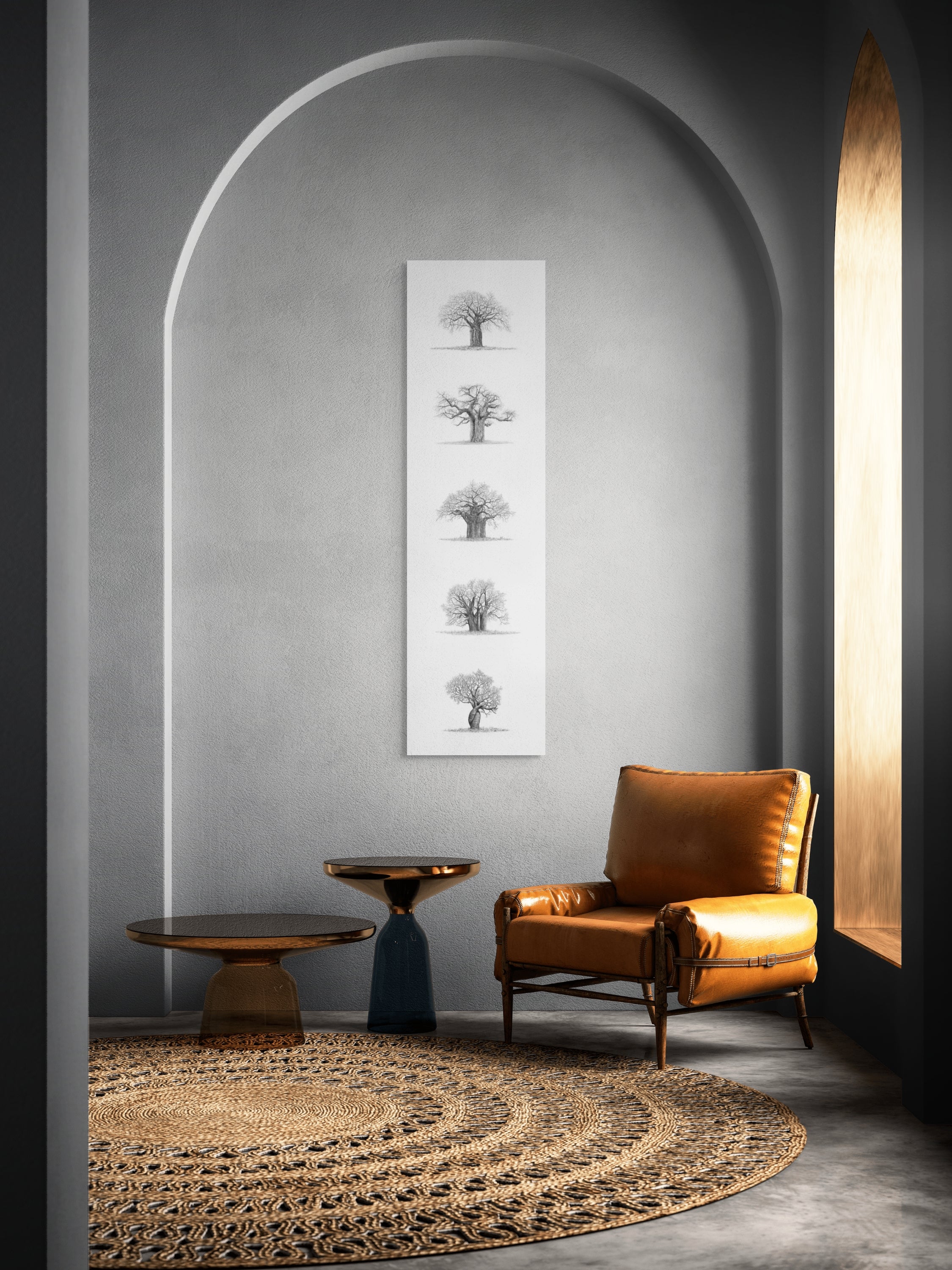 5 Baobab Trees on Canvas - Vertical
