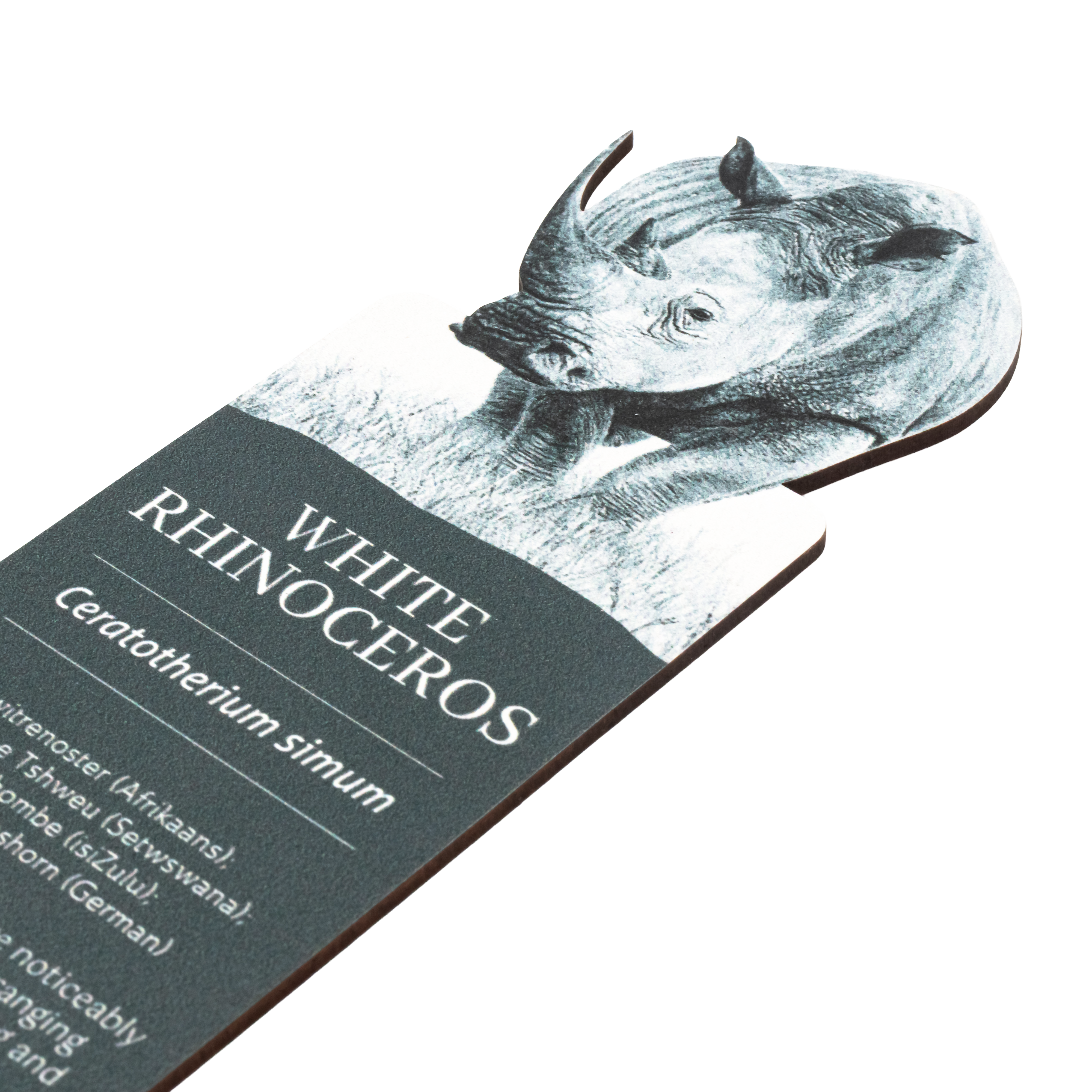 African White Rhino Wooden Bookmark