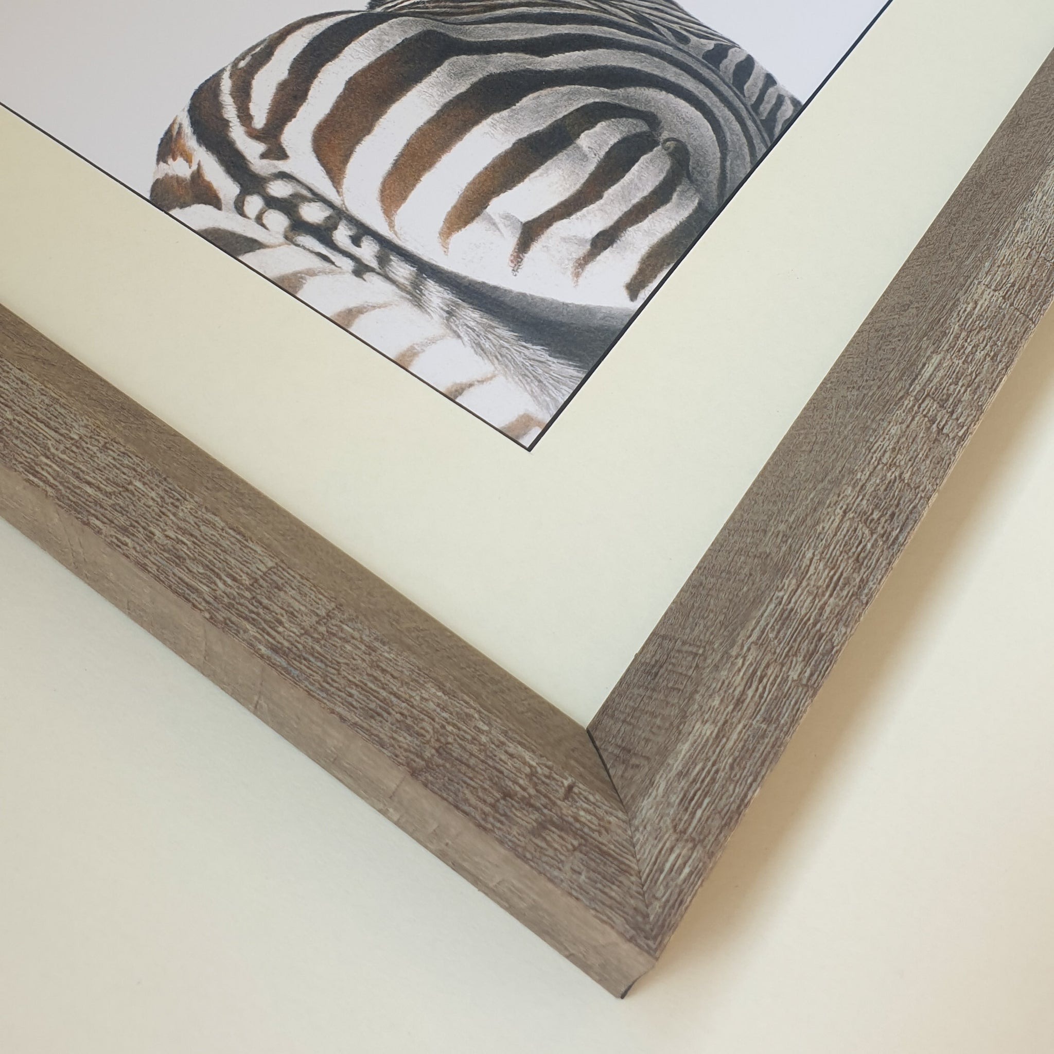 Zebra Portrait in a synthetic wood style frame